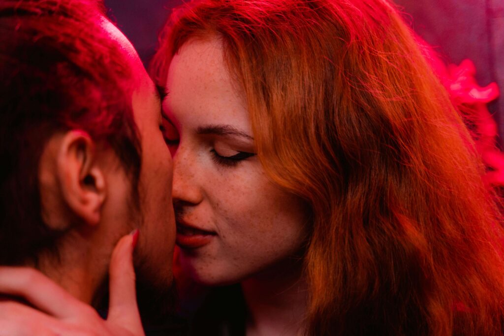woman kissing